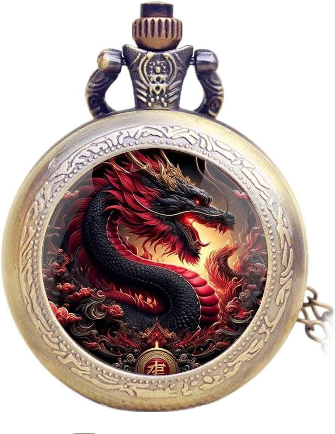Vintage Pocket Watch for Women Men Dragon Eagle Crow Design Bronze Qua