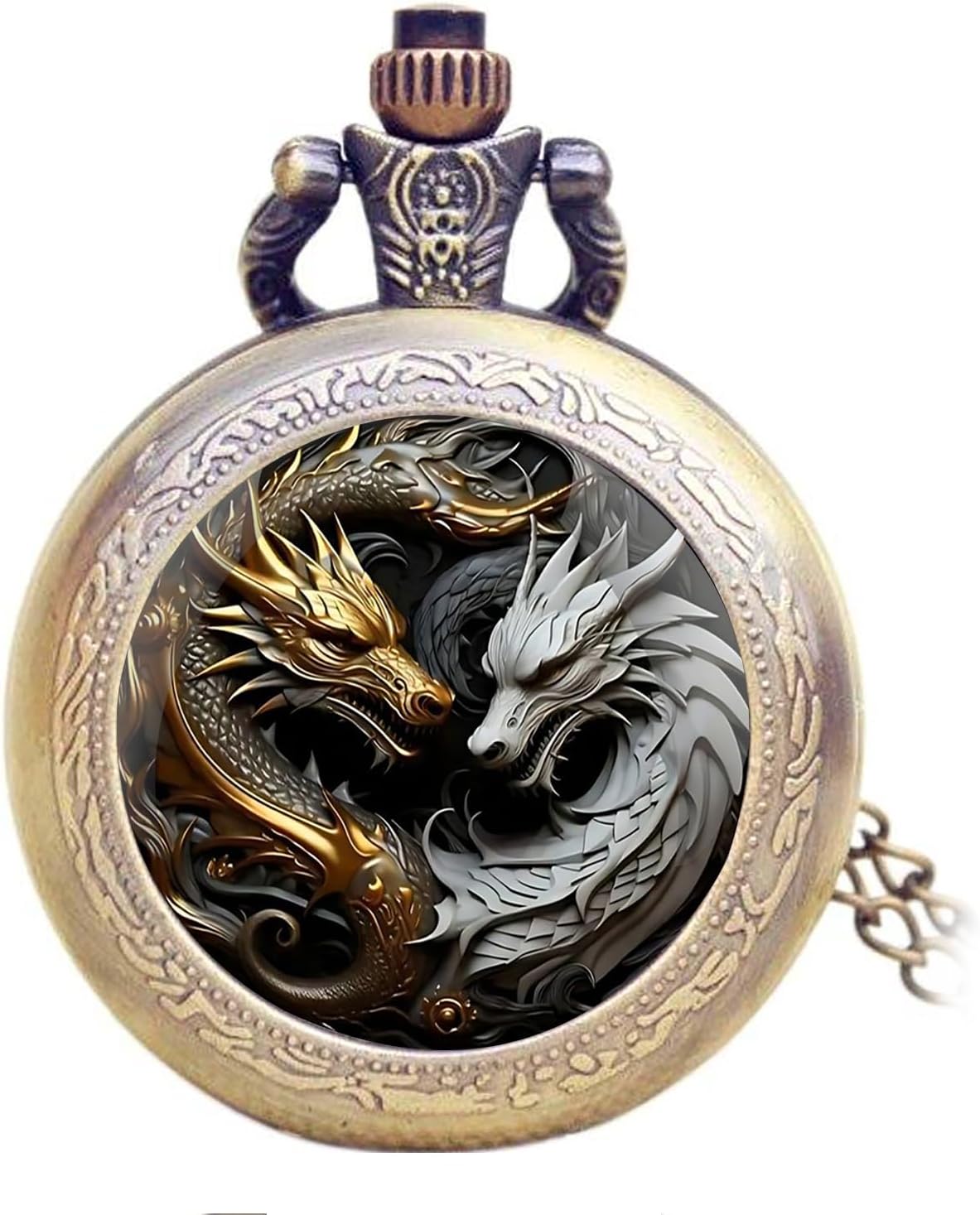 Vintage Pocket Watch for Women Men Dragon Eagle Crow Design Bronze Qua