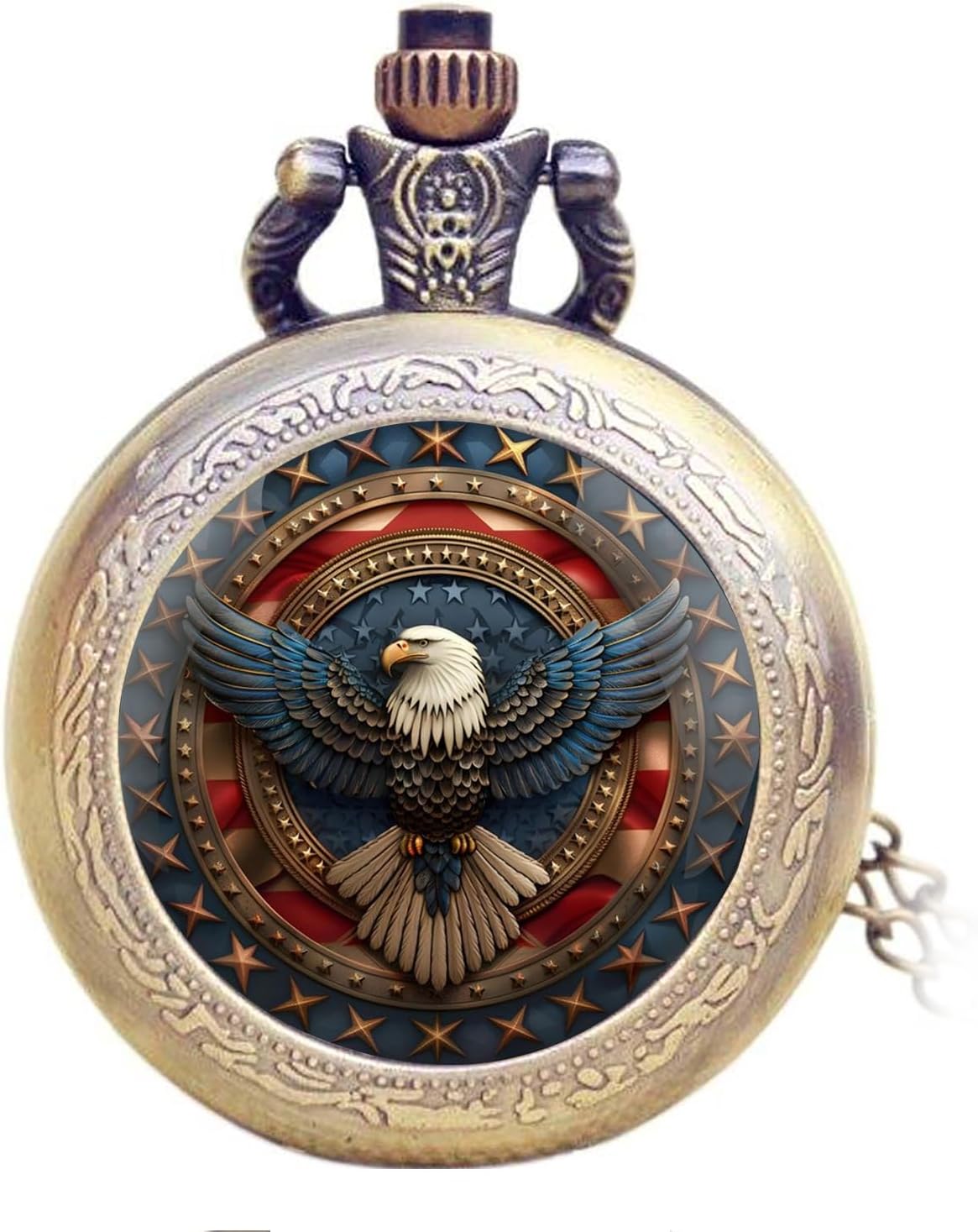 Vintage Pocket Watch for Women Men Dragon Eagle Crow Design Bronze Qua