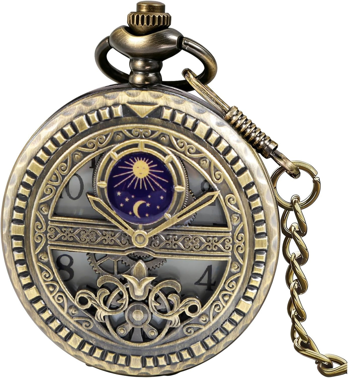 Dragon Design Quartz Pocket Watch Roman Numerals with Chain Birthdays