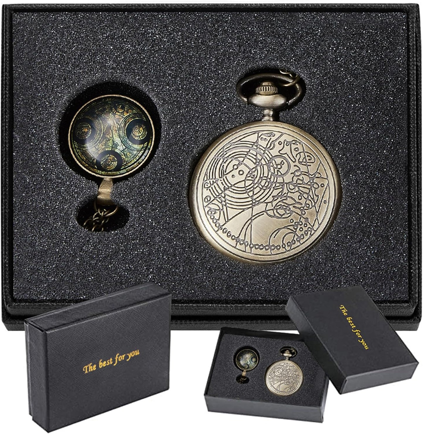 Nostalgia Movie Theme Design Alloy Quartz Pocket Watch with Necklace C