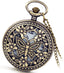 Antique Bronze Retro Hollow Rose Flowers Openwork Quartz Pocket Watch