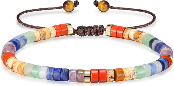 7 Chakra Healing Bracelet for Women Men, Jasper Bead Inspirational Gift