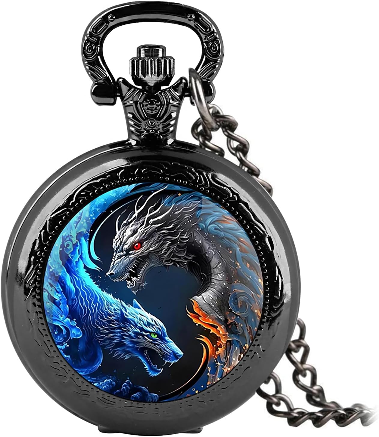 Vintage Pocket Watch for Women Men Graphic Animal Design Quartz Pocket