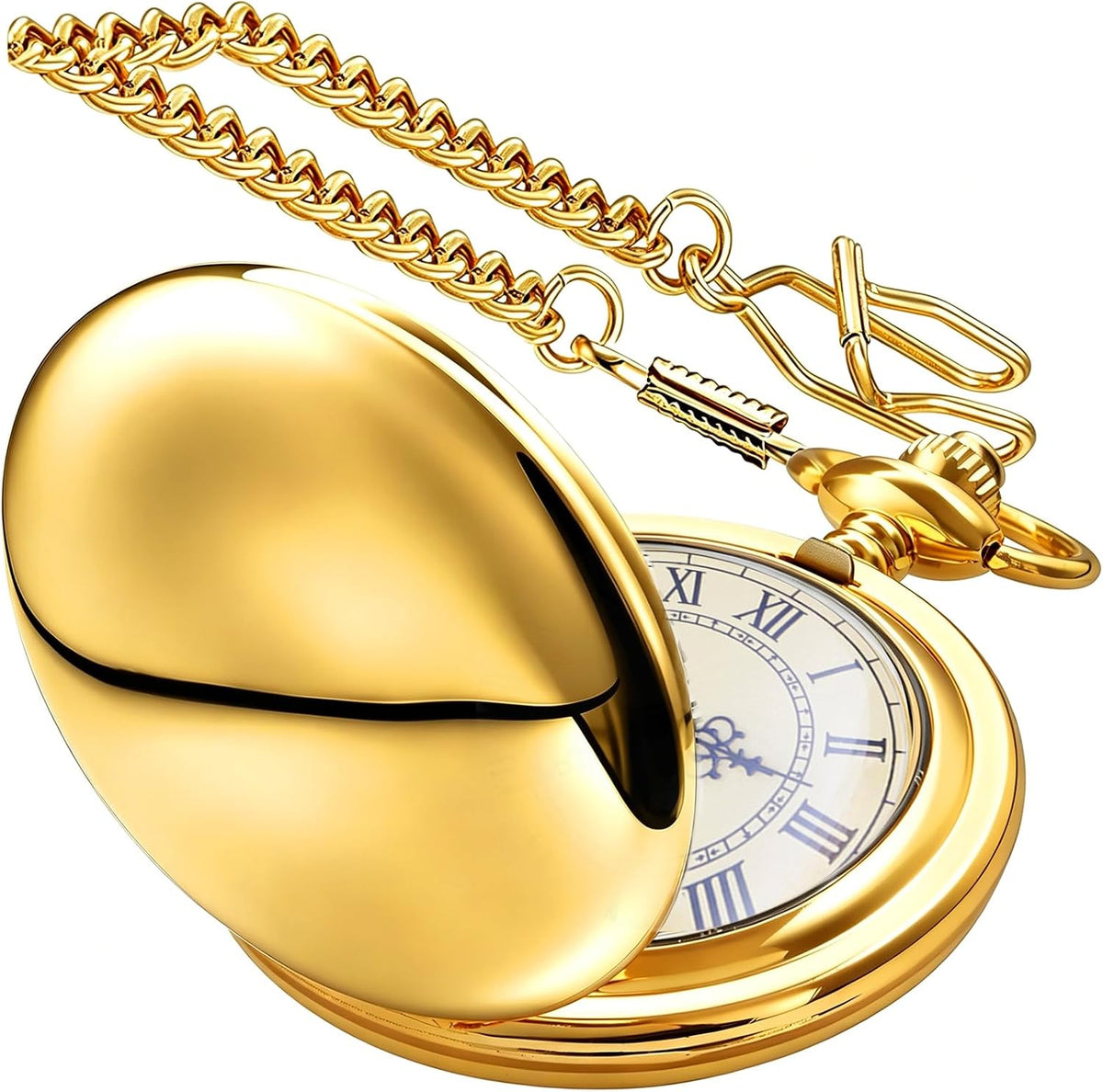 Smooth Alloy-Steel Quartz Pocket Watch