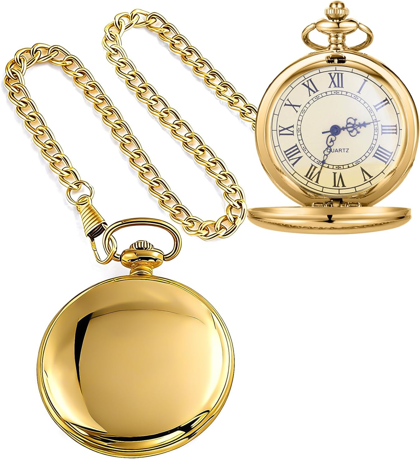 Smooth Pocket Watch Alloy Steel Quartz Roman/Arabic Numerals with 37cm