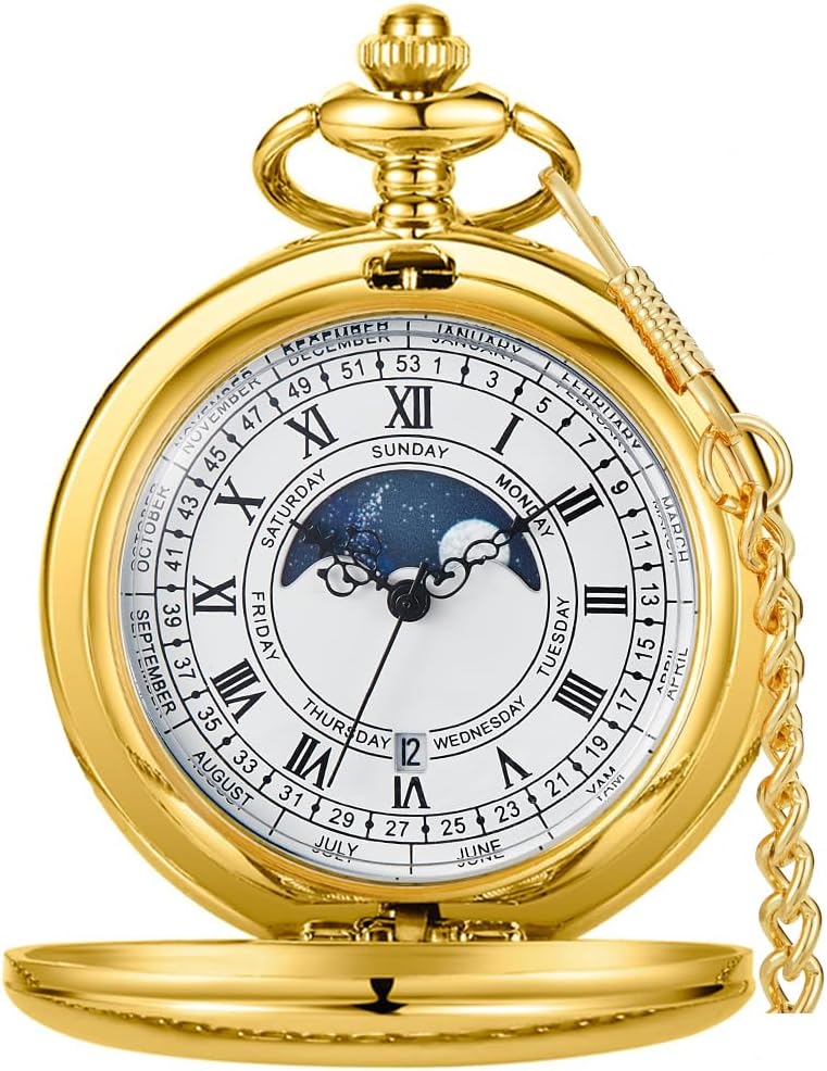 Smooth Alloy-Steel Quartz Pocket Watch