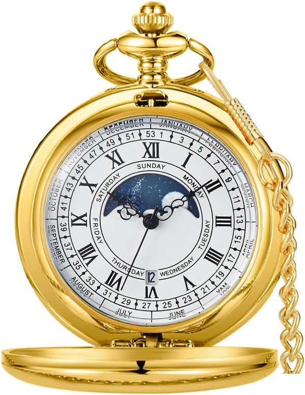 Smooth Alloy-Steel Quartz Pocket Watch