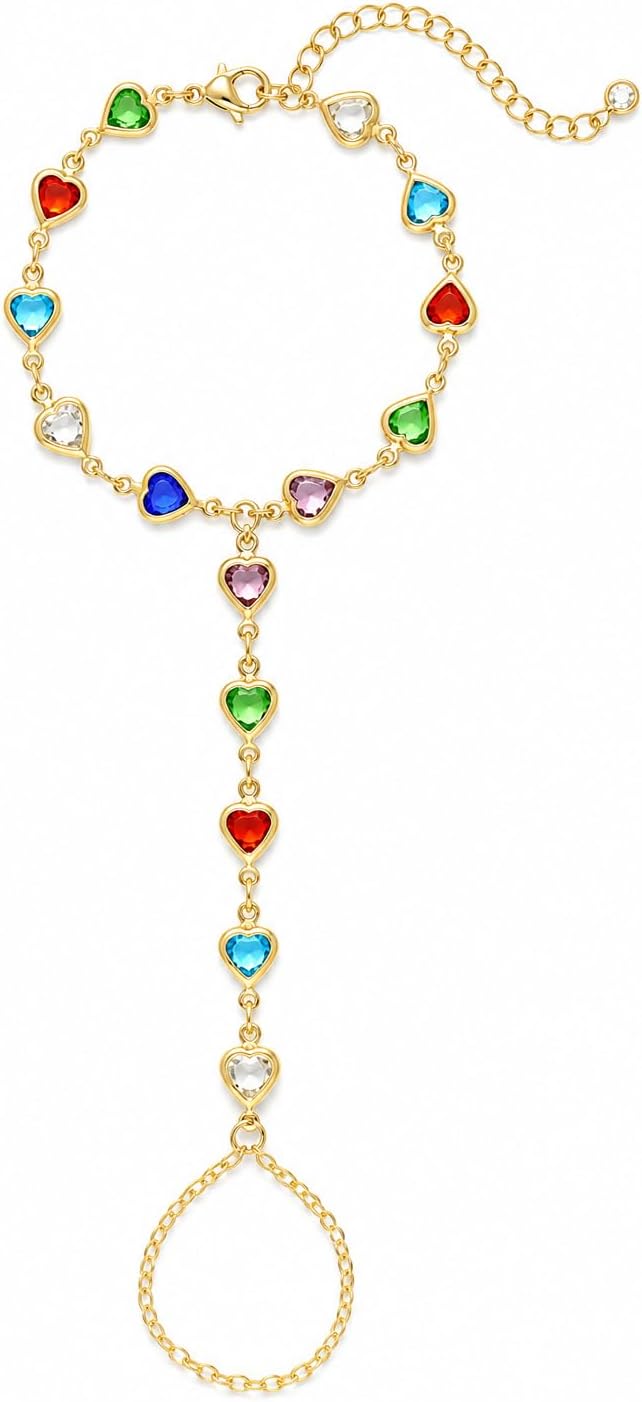 3PCS 14K Gold-Plated Hand Chain Bracelets for Women, Stack Bracelets Set Adjustable, Trendy Dainty Ring Bracelet Hand Chain