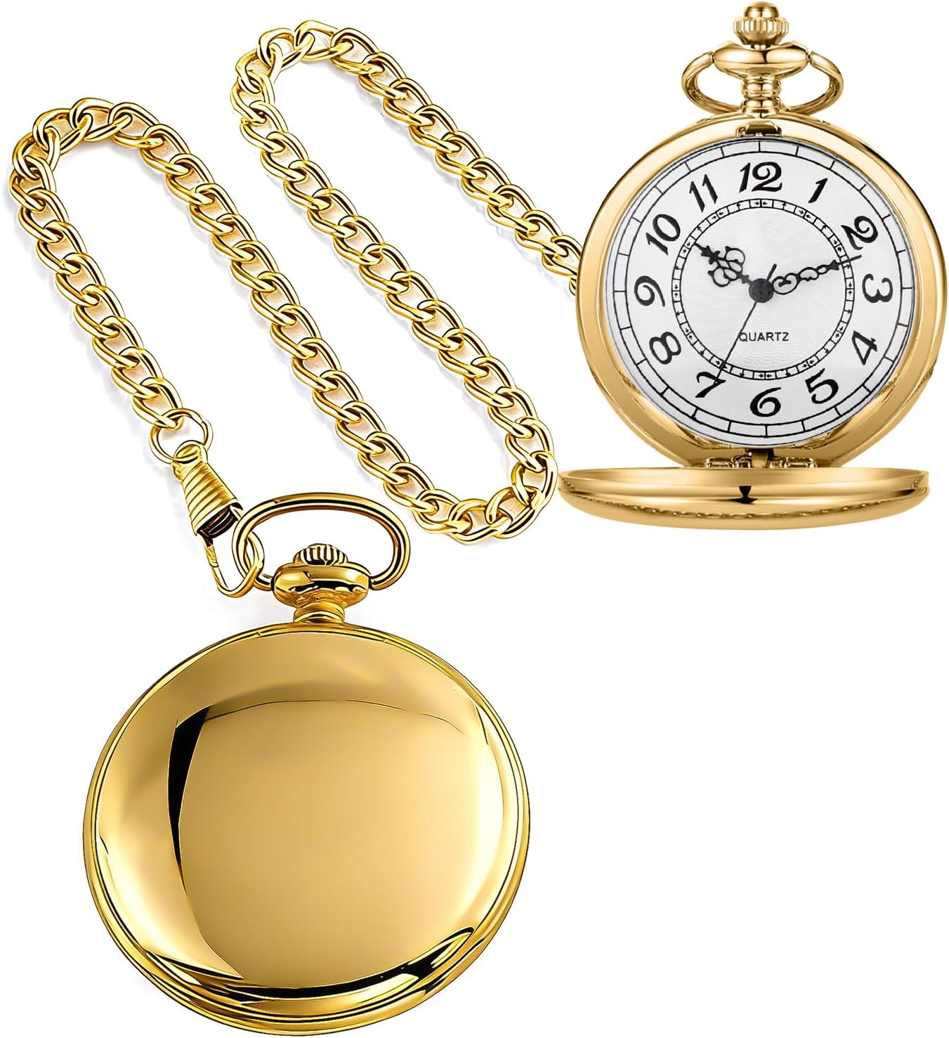 Smooth Pocket Watch Alloy Steel Quartz Roman/Arabic Numerals with 37cm