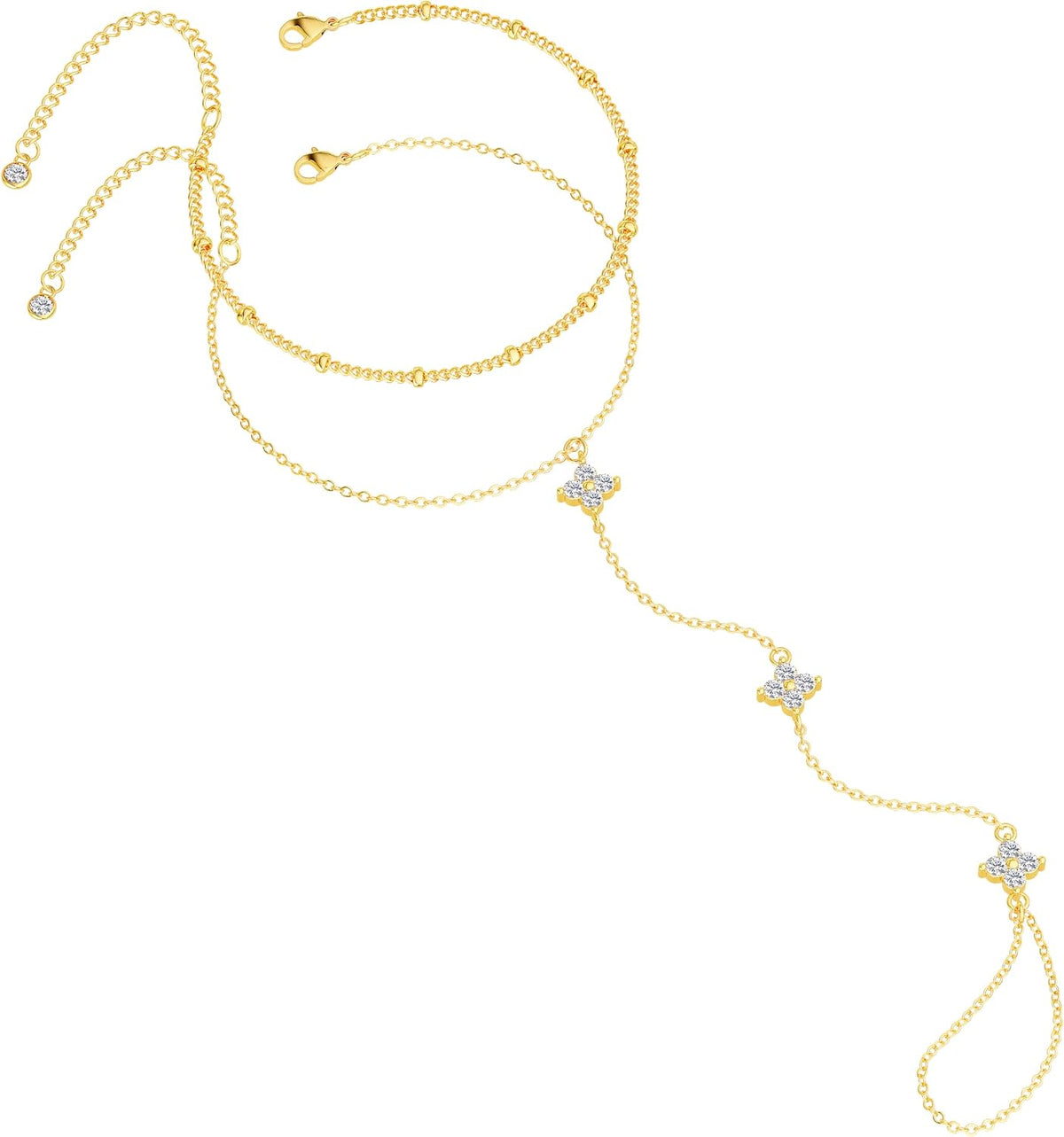 CHESKY 14K Gold Plated Hand Chain Bracelets for Women Stack Jewelry