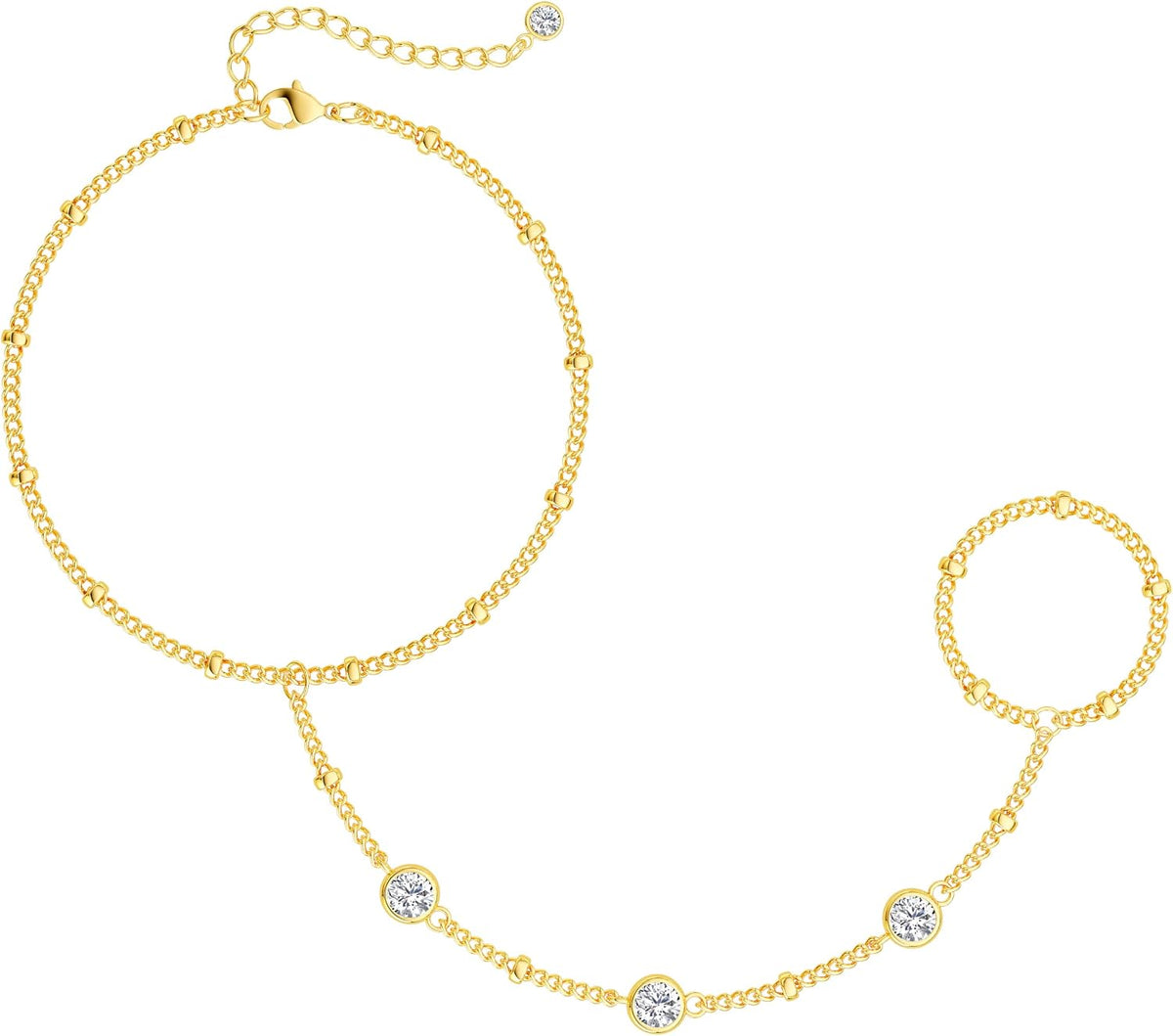 CHESKY 14K Gold Plated Hand Chain Bracelets for Women Stack Jewelry