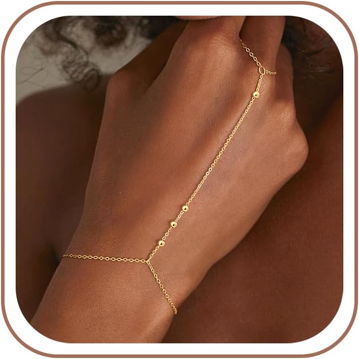 CHESKY 14K Gold Plated Hand Chain Bracelets for Women Stack Jewelry