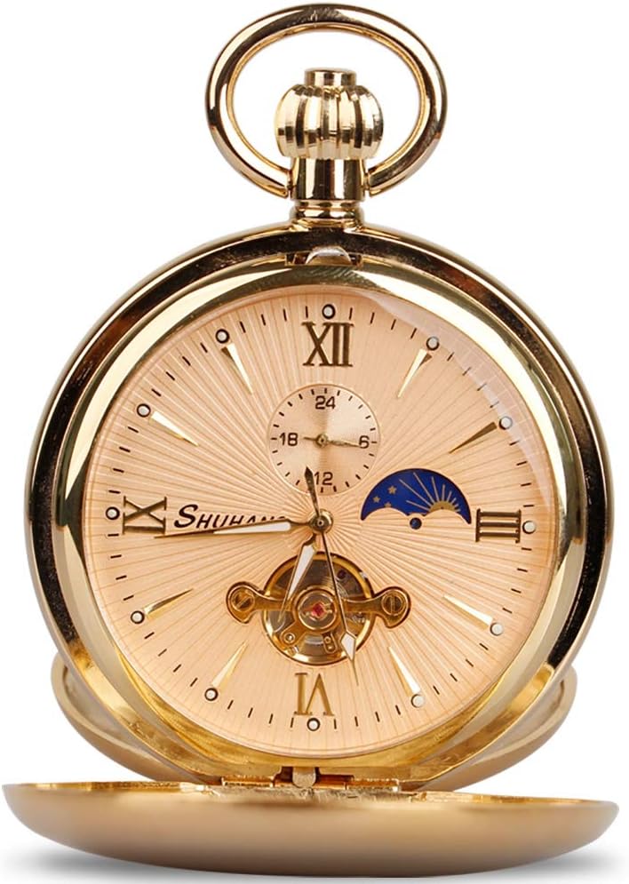 Vintage Copper Train London Design Hand Winding Mechanical Pocket Watc