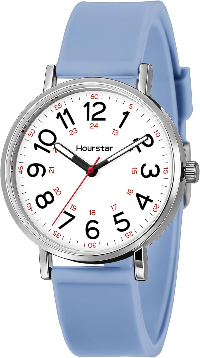 Women's Analog Nurse Watch with Second Hand for Nursing, 12/24 Time, S