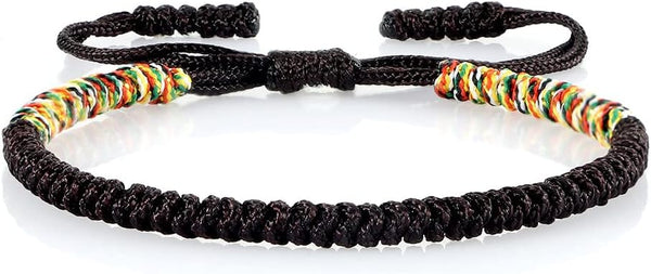 COLORFUL BLING Handmade Tibetan String Bracelet Adjustable Woven Rope Knot Buddhist Kabbalah Protection Lucky Friendship Bracelets for Mens Womens Amulet Gifts