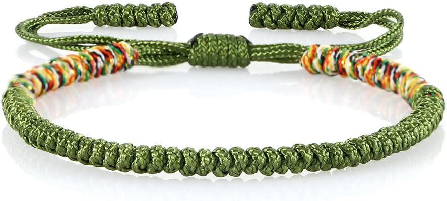 COLORFUL BLING Handmade Tibetan String Bracelet Adjustable Woven Rope Knot Buddhist Kabbalah Protection Lucky Friendship Bracelets for Mens Womens Amulet Gifts