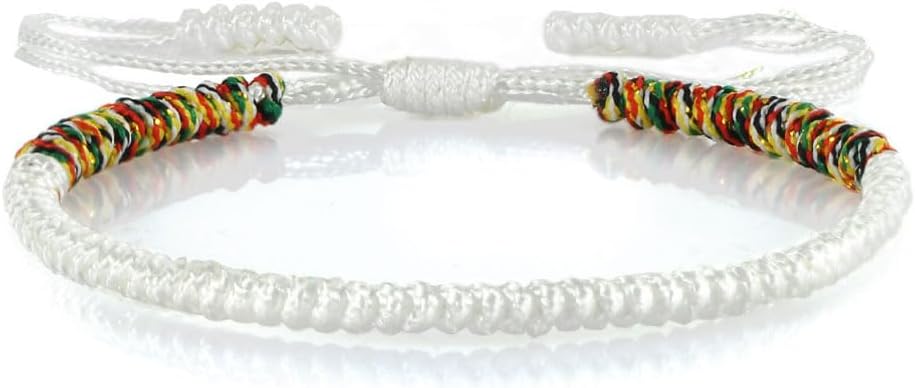 COLORFUL BLING Handmade Tibetan String Bracelet Adjustable Woven Rope Knot Buddhist Kabbalah Protection Lucky Friendship Bracelets for Mens Womens Amulet Gifts