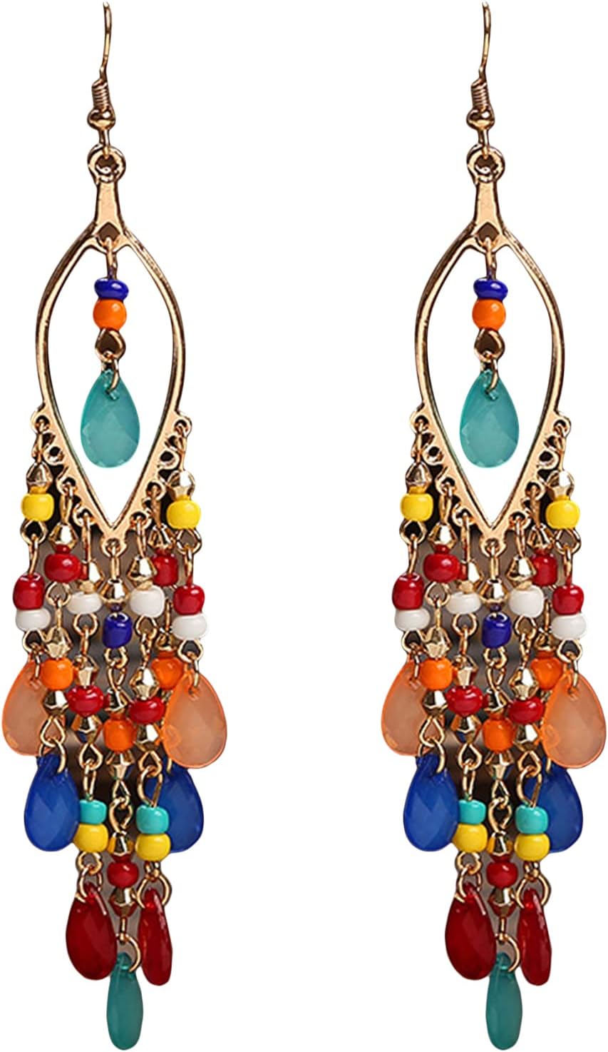 Crystal Beaded Tassel Bridal Earrings