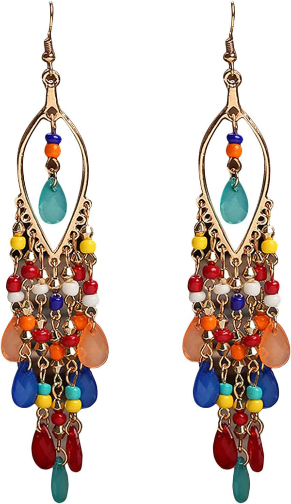 Crystal Beaded Tassel Bridal Earrings