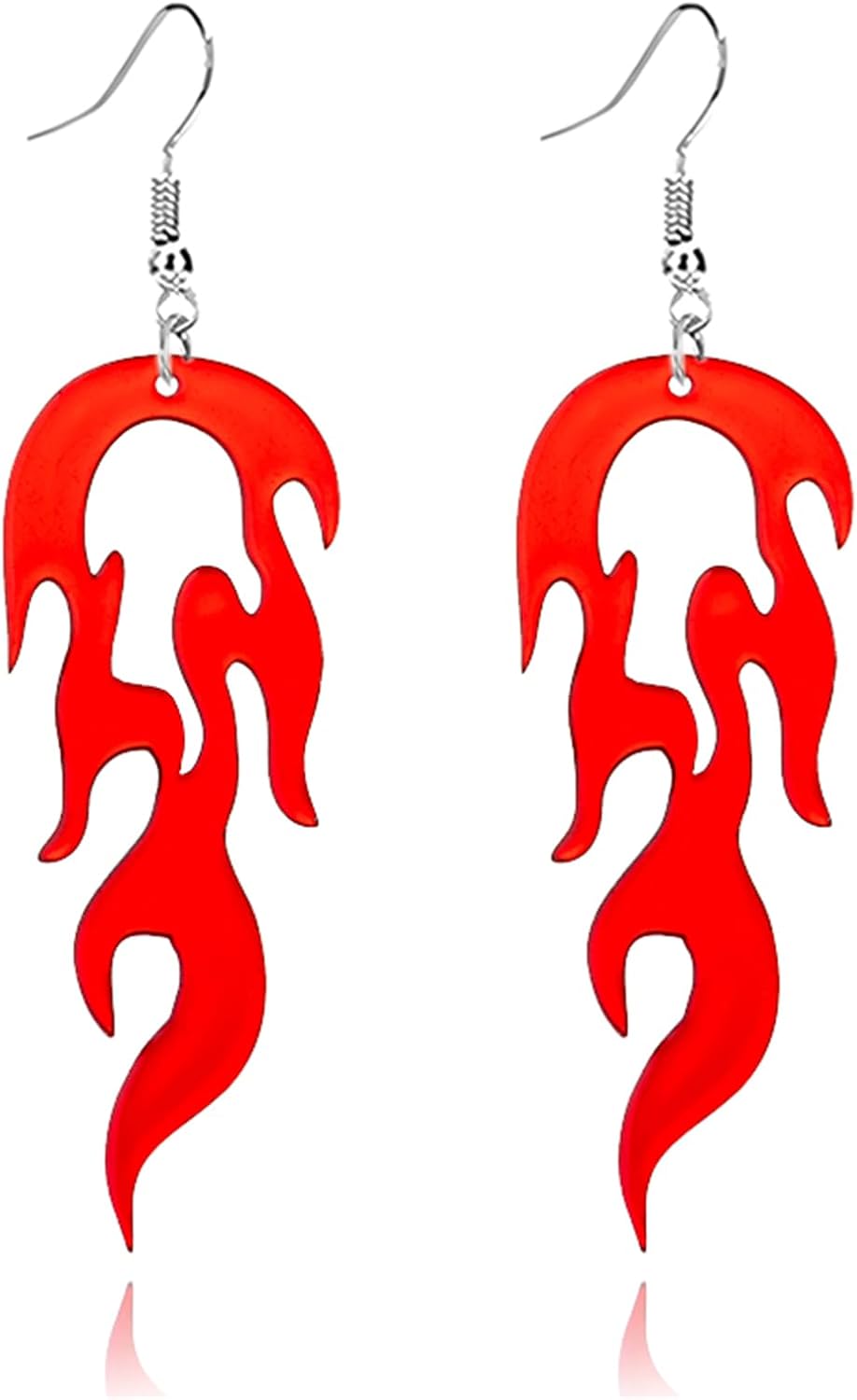 coadipress Punk Fire Element Circle Earrings for Women Flame Acrylic Geometric Round Black Flame Earrings Funny Creative Gothic Vintage Cosplay Halloween Exaggerated Drop Dangle Earrings