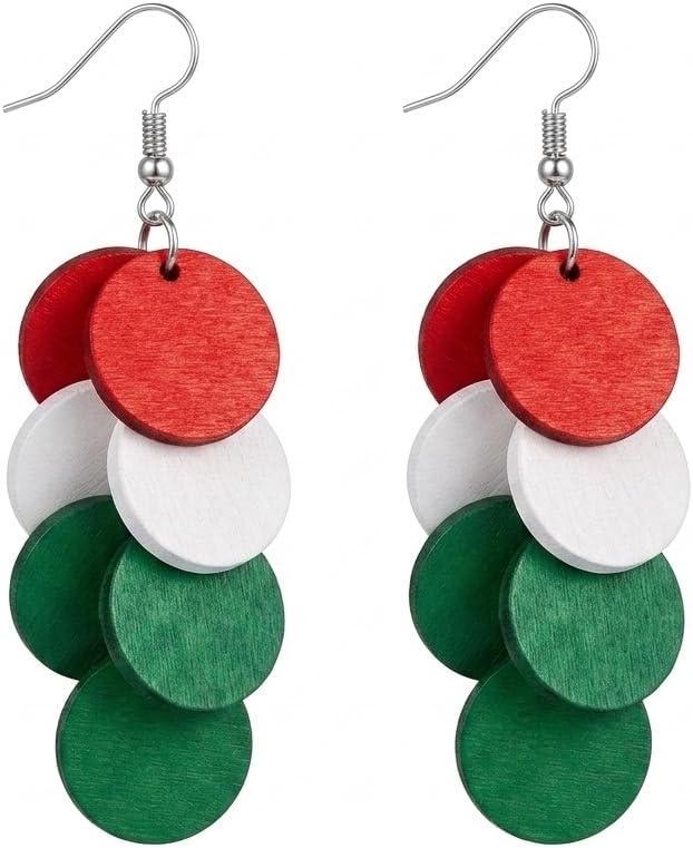 Bohemian Wooden Layered Disc Dangle Earrings, Boho Style Round Drop Earrings for Women, Lightweight Statement Jewelry for Daily Wear & Party