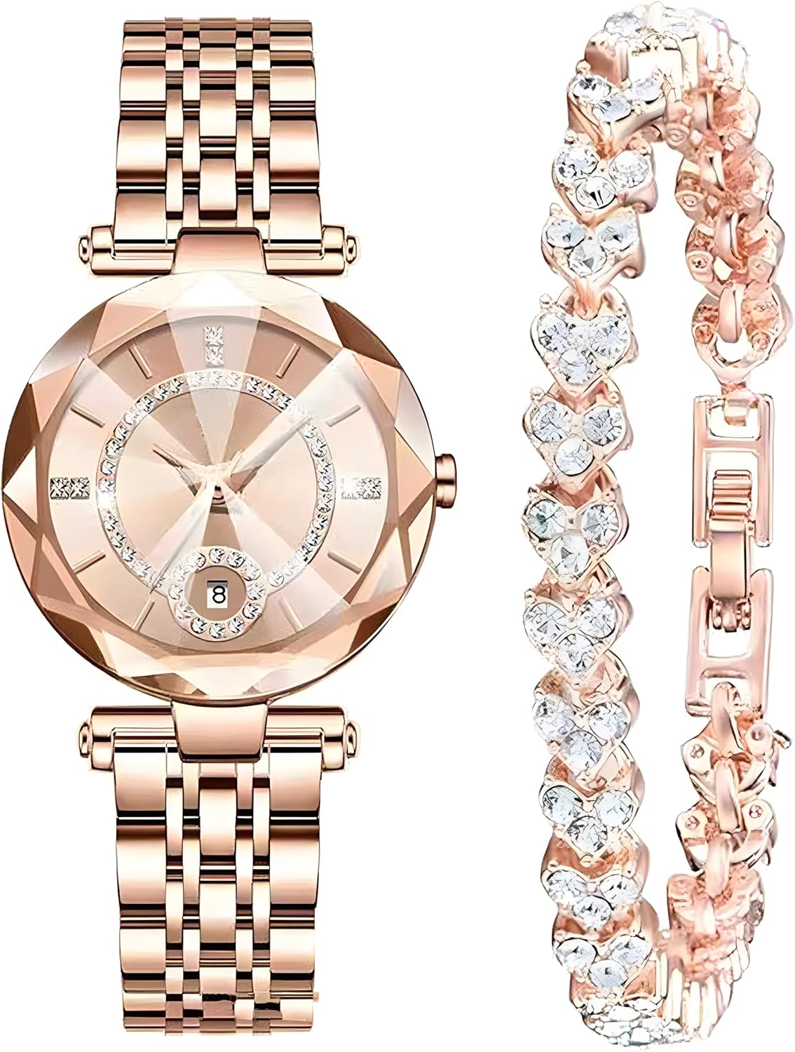 Women Watches with Bracelet Rose Gold for Lady Elegant Stainless Steel