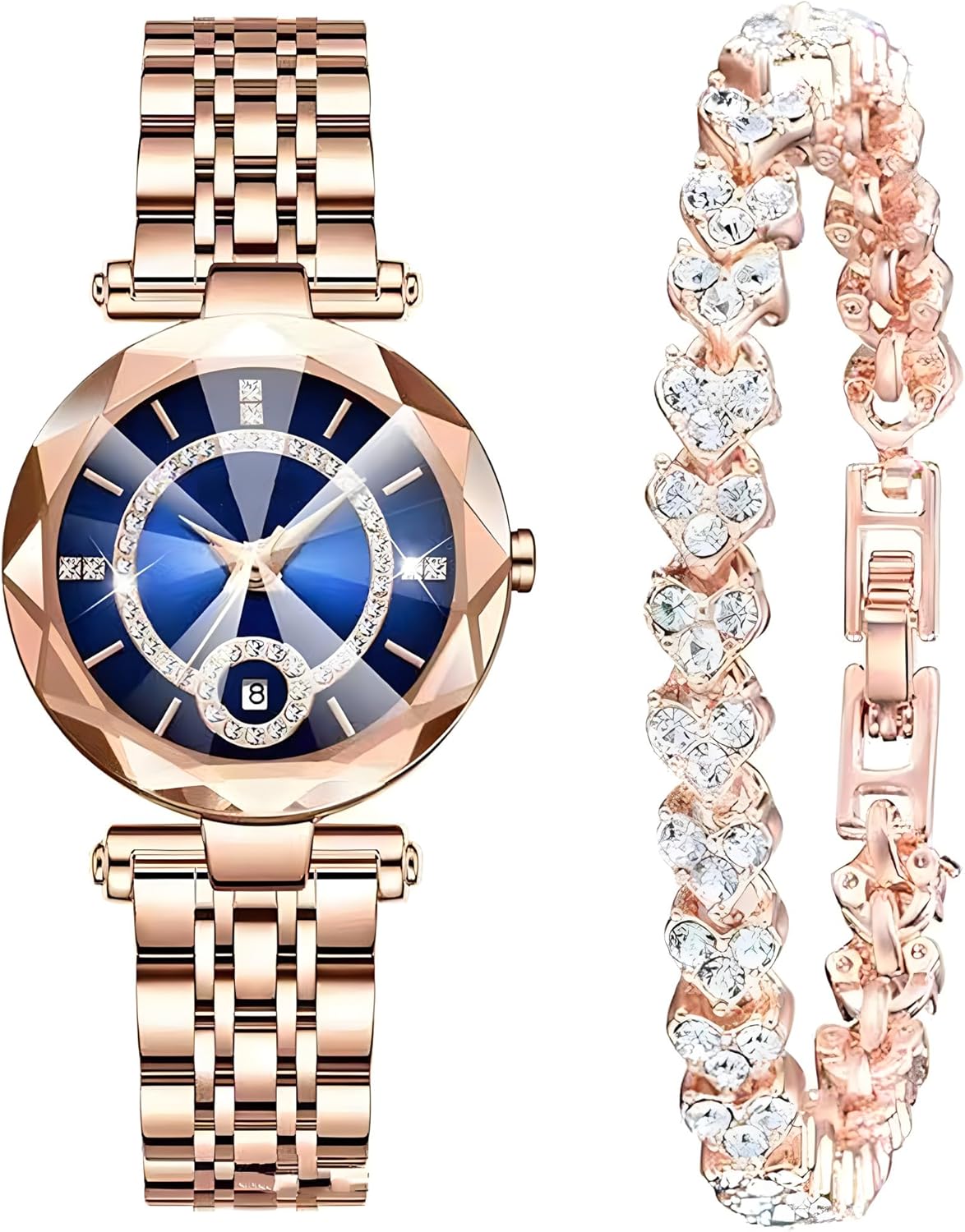 Women Watches with Bracelet Rose Gold for Lady Elegant Stainless Steel
