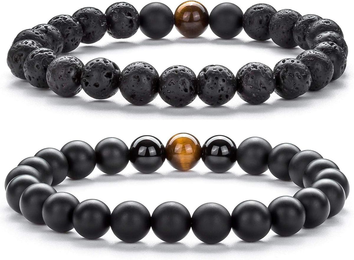 Men Women 8mm Tiger Eye Stone Beads Bracelet