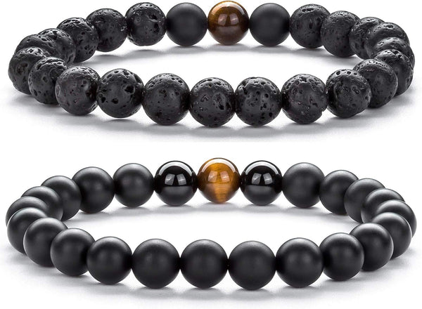 Men Women 8mm Tiger Eye Stone Beads Bracelet