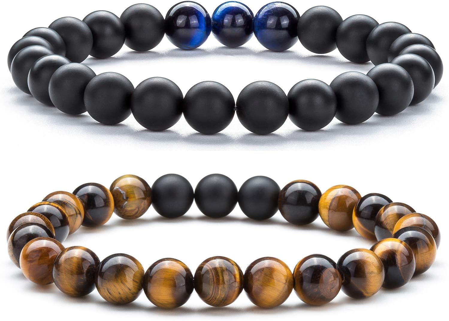Men Women 8mm Tiger Eye Stone Beads Bracelet Secondary image
