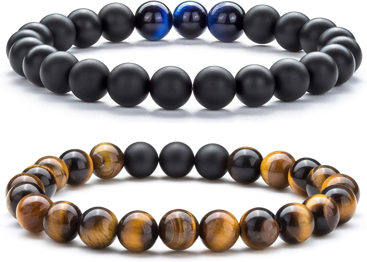 Men Women 8mm Tiger Eye Stone Beads Bracelet