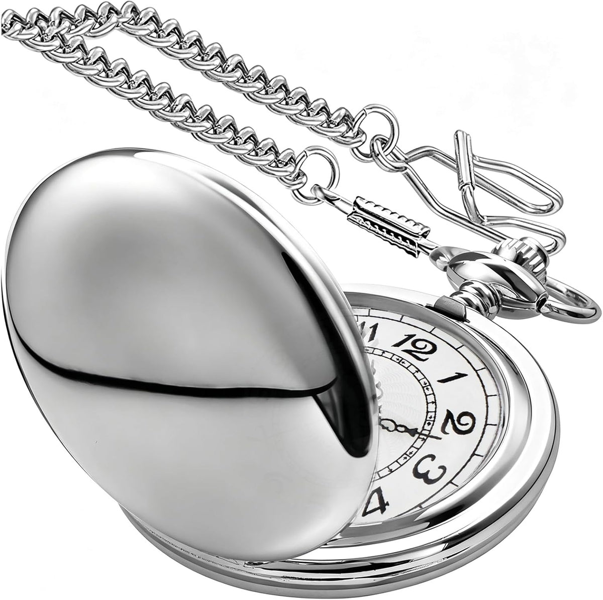 Smooth Alloy-Steel Quartz Pocket Watch