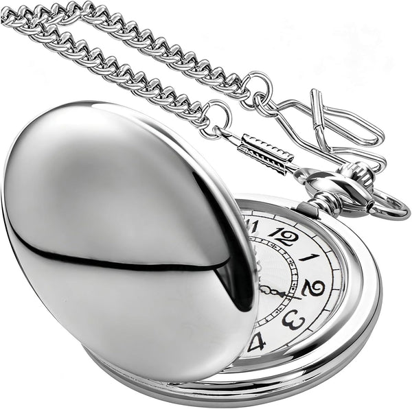 Smooth Alloy-Steel Quartz Pocket Watch