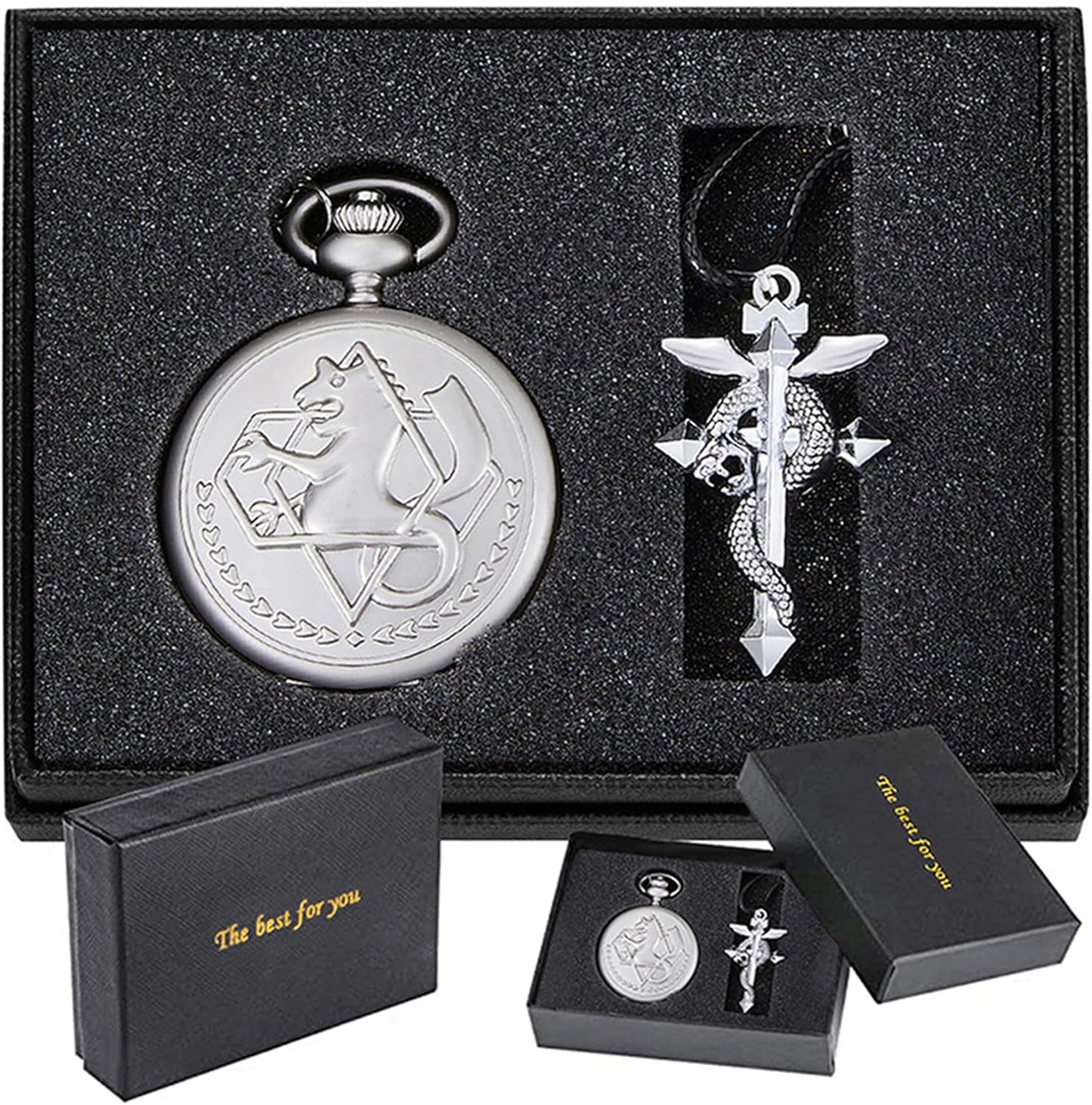 Nostalgia Movie Theme Design Alloy Quartz Pocket Watch with Necklace C