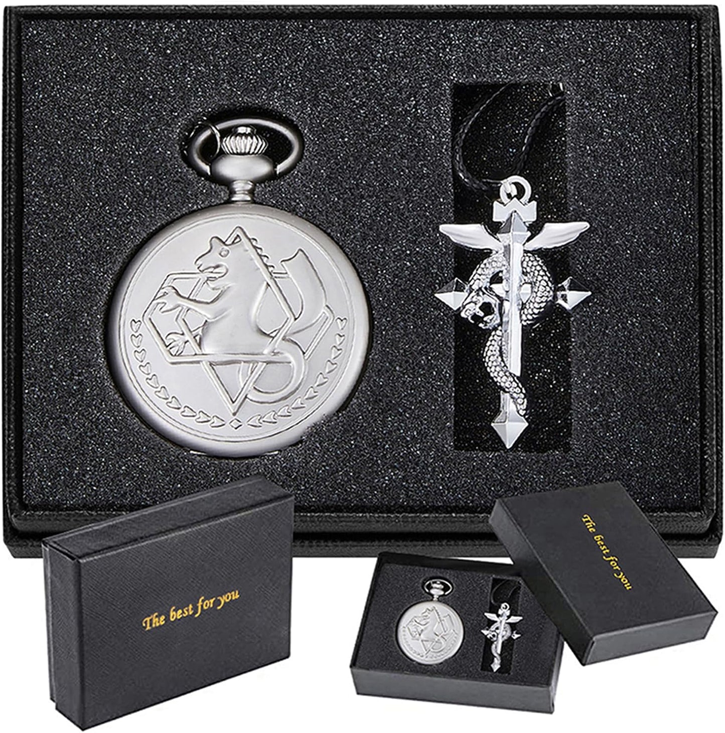 Nostalgia Movie-Theme Alloy Quartz Pocket Watch with Necklace Chain