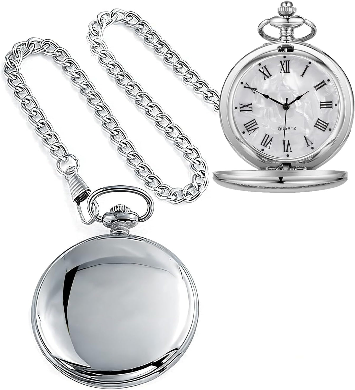 Smooth Alloy-Steel Quartz Pocket Watch