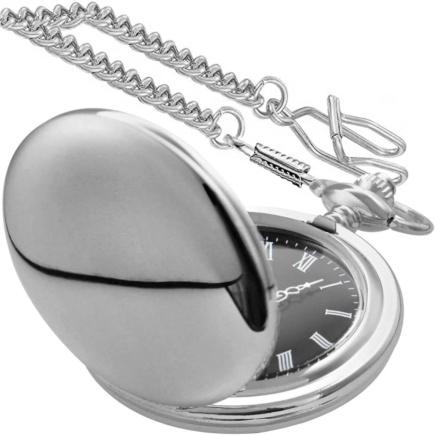 Smooth Alloy-Steel Quartz Pocket Watch