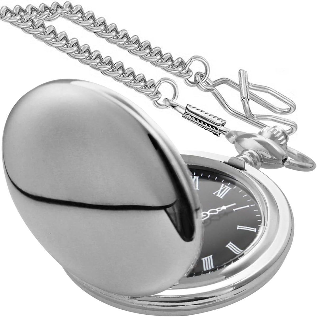 Smooth Alloy-Steel Quartz Pocket Watch