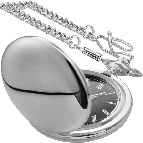 Smooth Alloy-Steel Quartz Pocket Watch