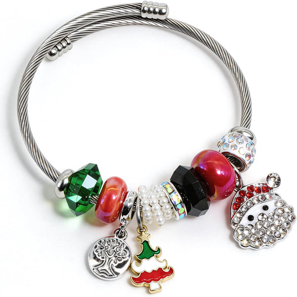 Charm Bracelets for Womens,Exquisite Cute Cartoon Friendship Silver Bracelets Stainless Steel Bangle, Womens Jewelry Suitable for Holiday Gifts and Birthday Gifts